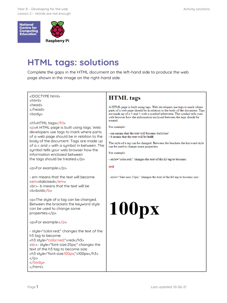 HTML Tags and Their Functions | PDF