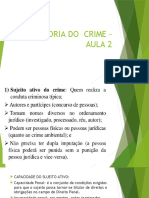 TEORIA DO CRIME - AULA 2 Sujeitos e Objetos Do Crime