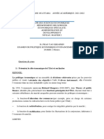 Eléments de corrigés  de Politique Economique et financement extérieur(UAO M2) 2022