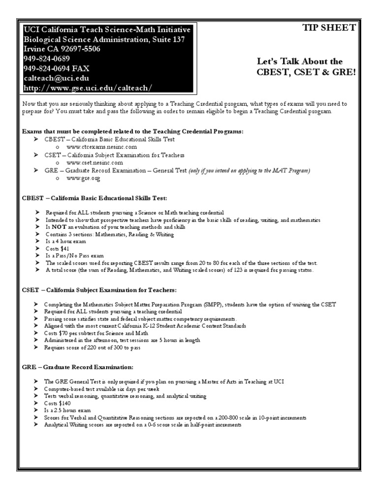 CBEST Test Prep and Writing Tips | PDF | Graduate Record Examinations ...