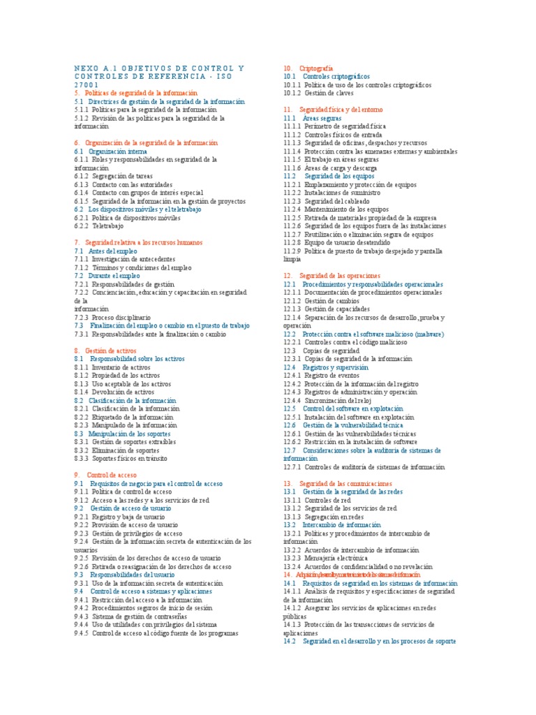 Anexo A Iso 27001 | PDF | Seguridad de información | Seguridad