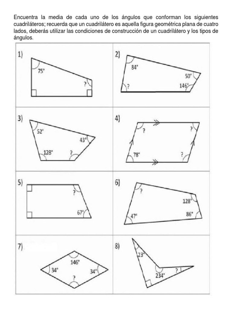 Cuadernillo. Angulos Interiores de Triangulos y Cuadrilateros | PDF