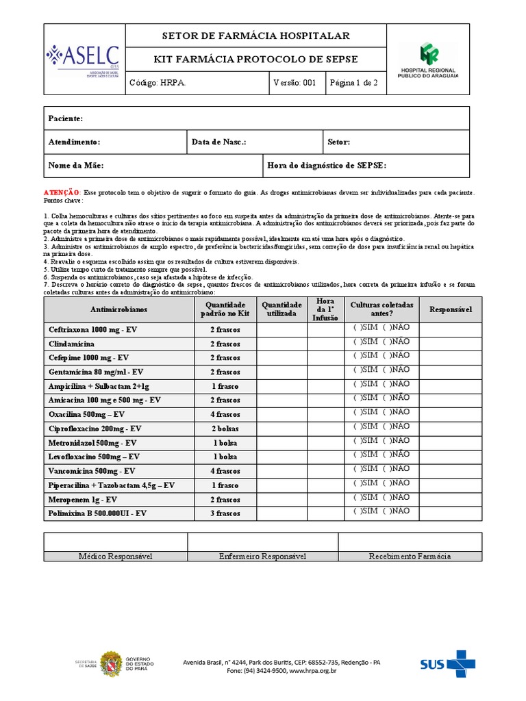 Kit Protocolo de Sepse | PDF | Sepse | Antibióticos