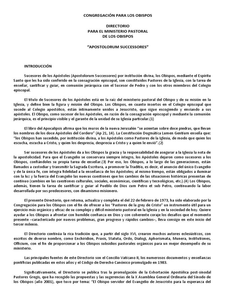 Sucesores de los Apóstoles: Obispos | PDF | obispo | Iglesia Católica
