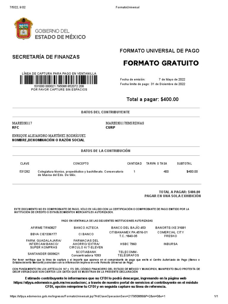 Formato Universal 11 | PDF | Bancario | Servicios financieros