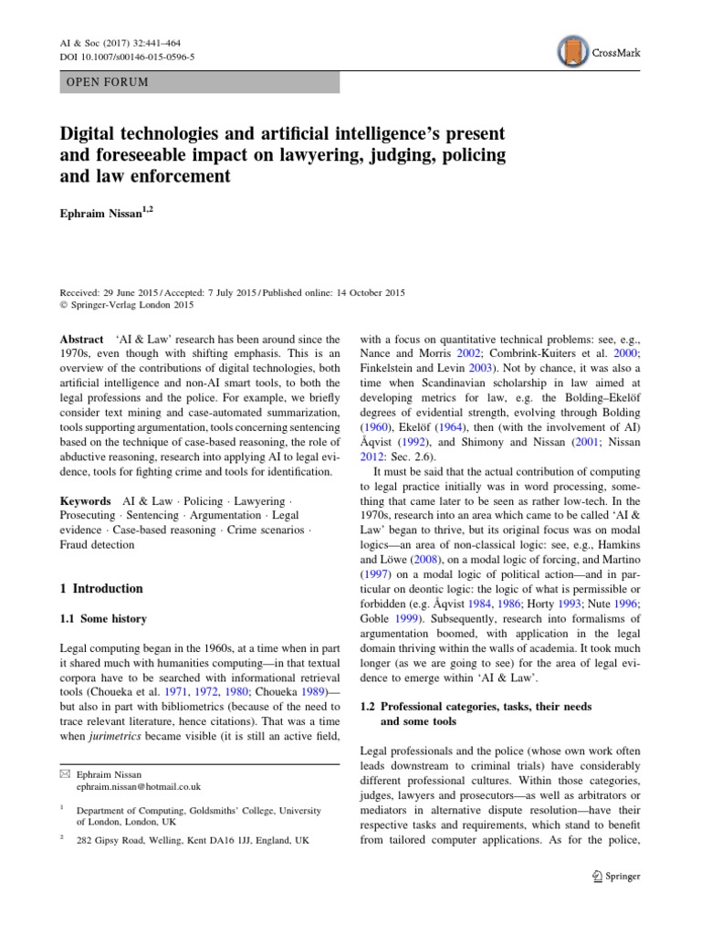 AI's Impact on Law and Policing | PDF | Intelligence (AI) & Semantics ...