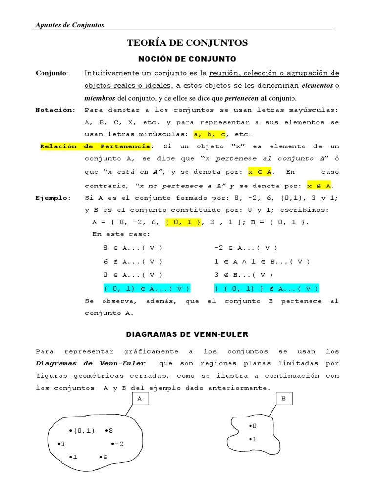 Teoría de Conjuntos: Conceptos y Ejercicios | PDF | Conjunto ...