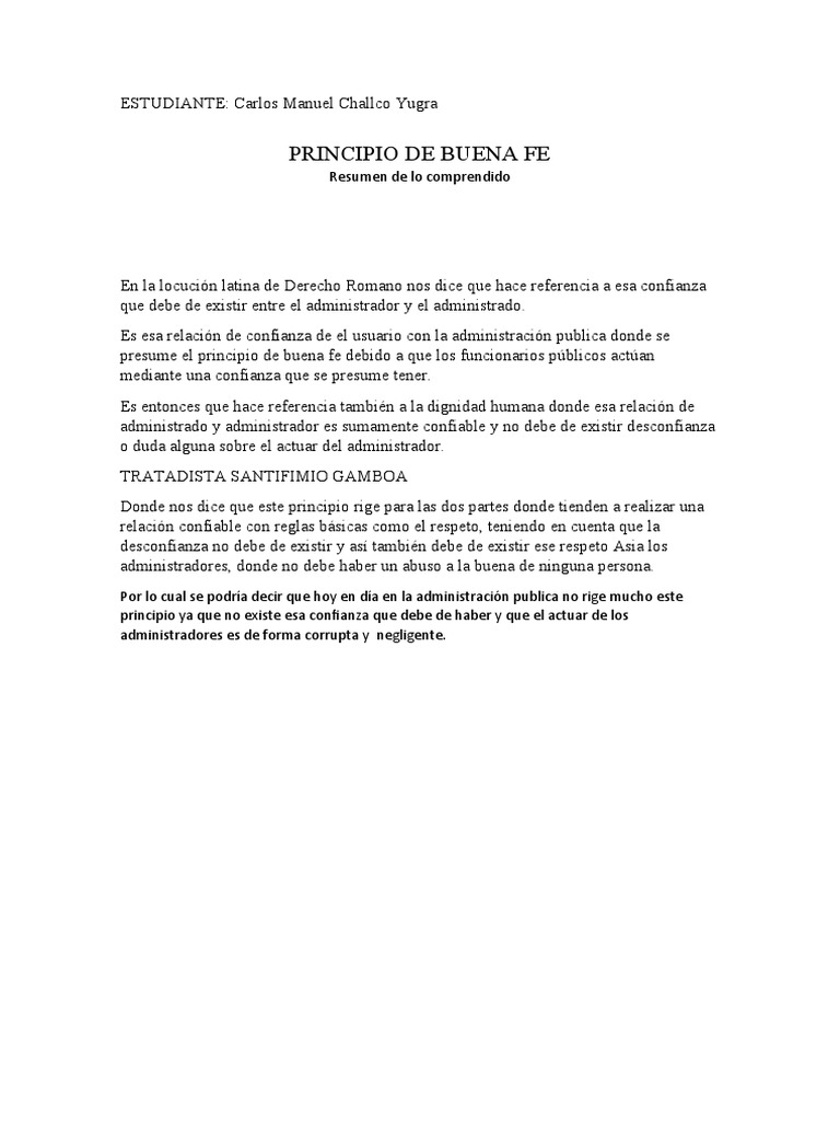 Principio de Buena Fe PDF