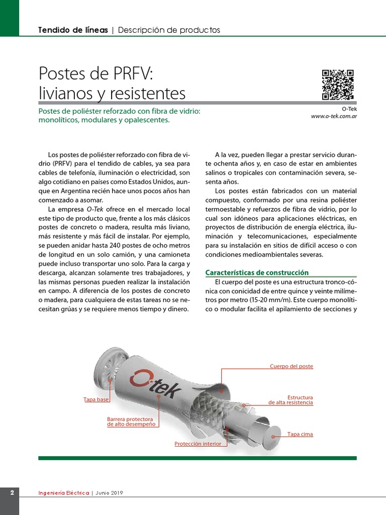 Ie344 Otek Postes PRFV | PDF | Fibra de vidrio | Materiales