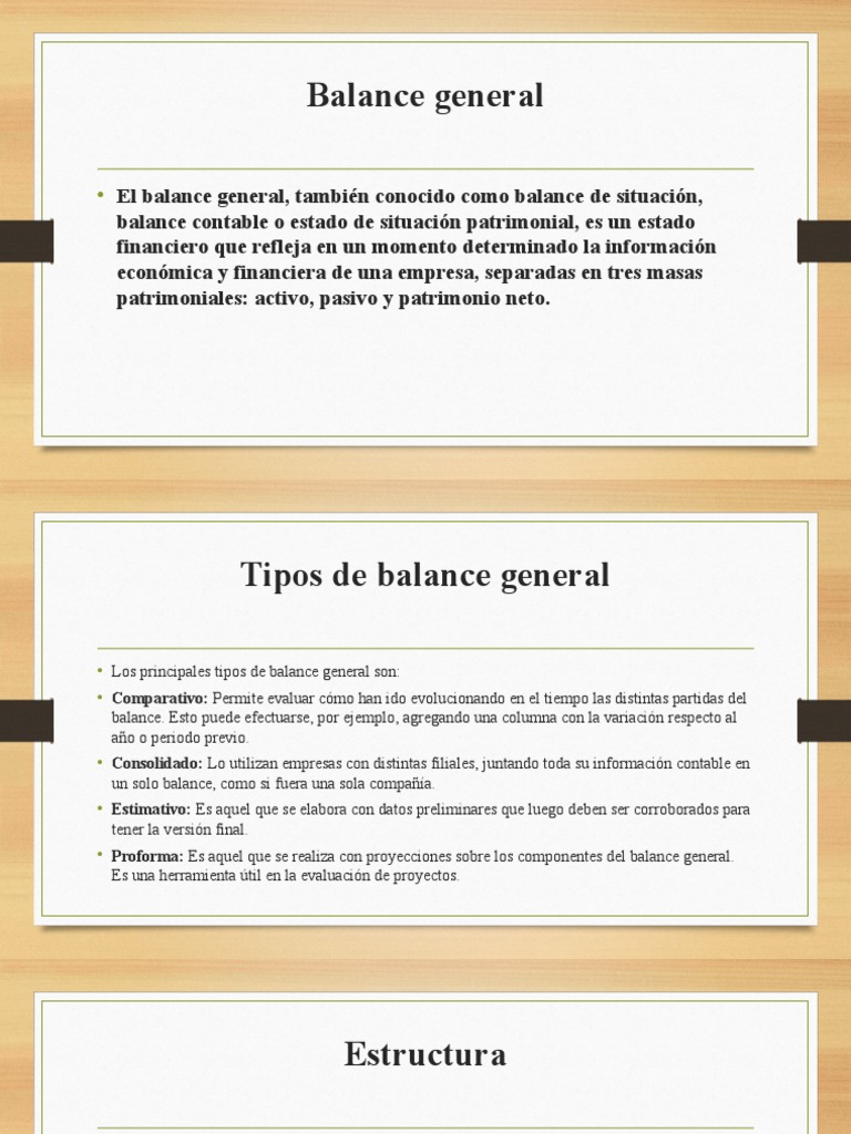 Tipos y Estructura del Balance General | PDF | Hoja de balance ...