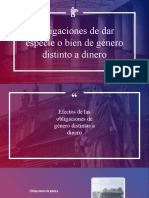 Obligaciones de Dar Bien Especie o Cosa Distinta Al Dinero