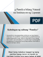 Ang Pamilya Bilang Natural Na Institusyon NG Lipunan