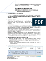 Términos de Referencia: Contratación de Los Servicios de 01 Personal Apoyo Administrativo