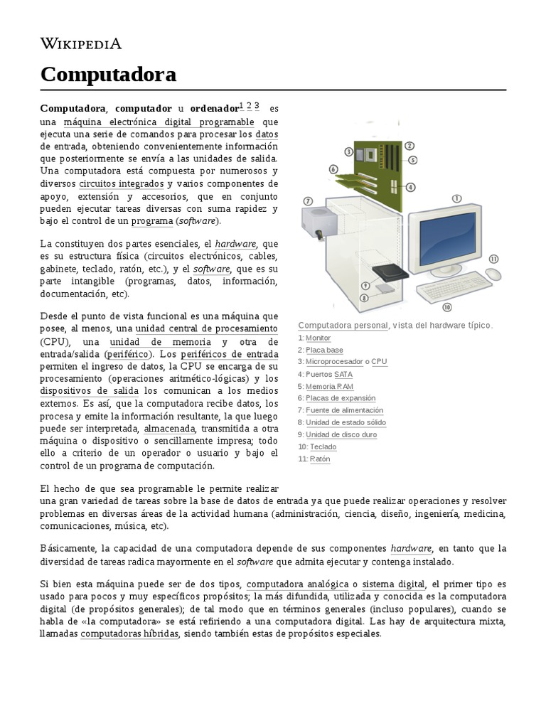 Computadora | PDF | Hardware de la computadora | Almacenamiento de ...
