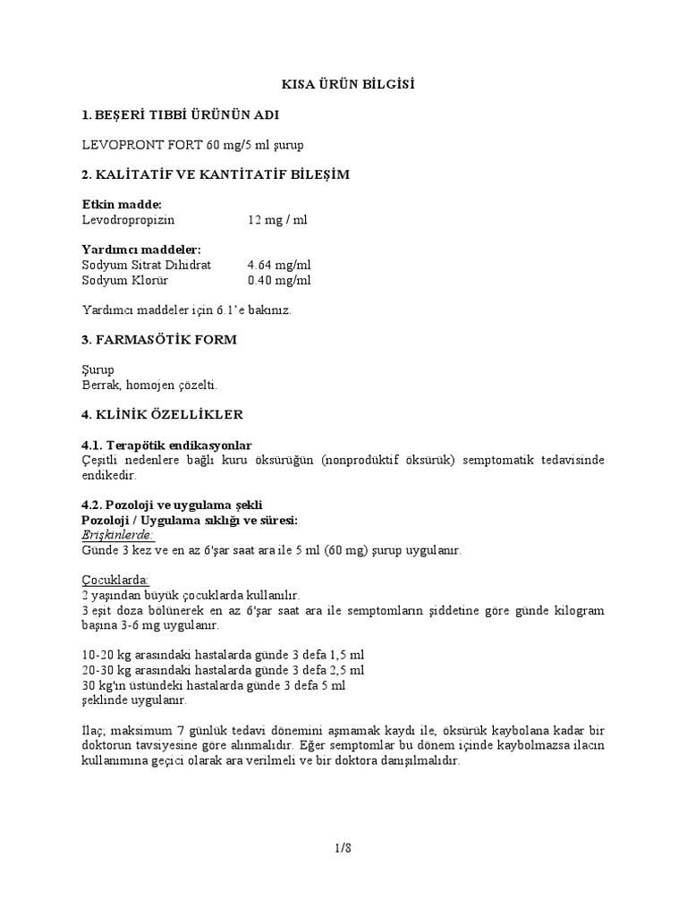 Levopront Fort 60 MG 5 ML Surup | PDF