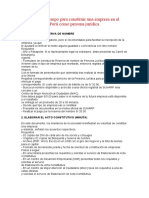 Constituir empresa Perú 6 pasos 40 días S/100