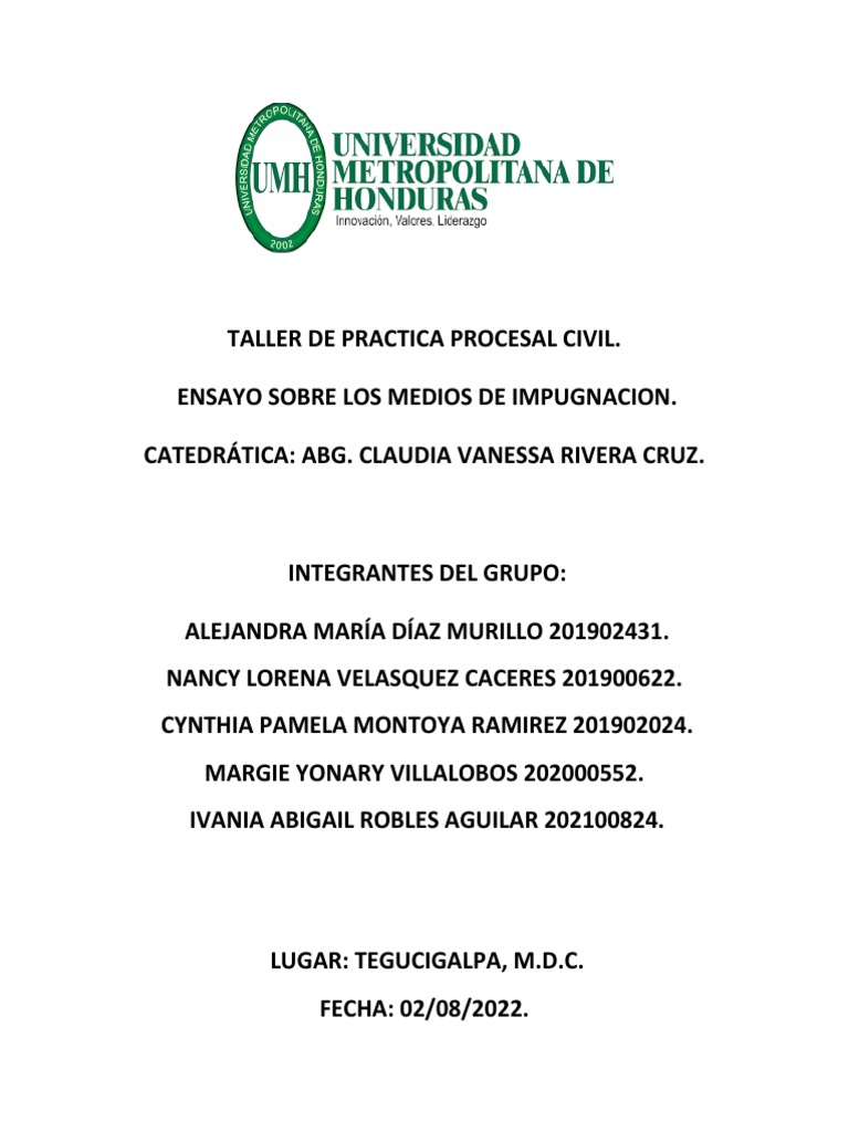 Medios de Impugnación en Proceso Civil | PDF | Apelación | Sentencia (ley)