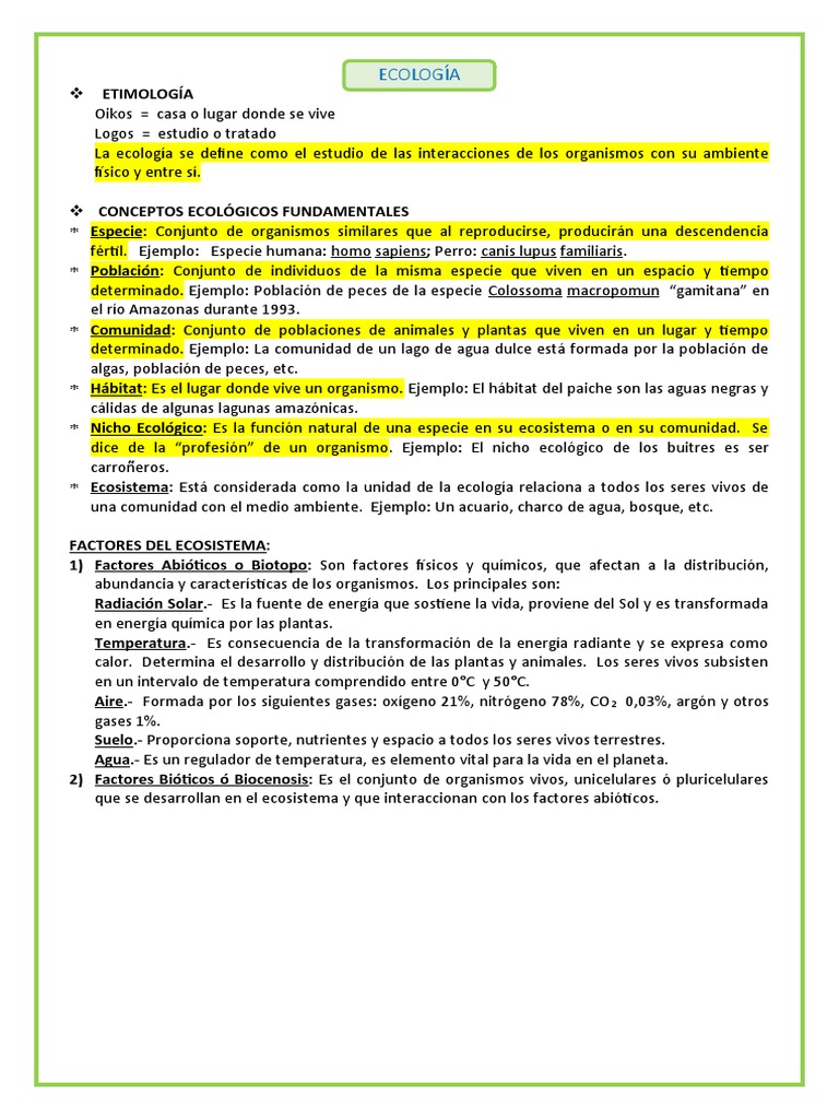 Conceptos Clave de Ecología | PDF | Ecología | Habitat