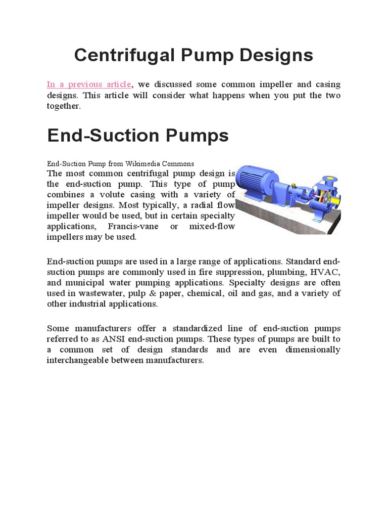 Centrifugal Pump Designs PDF Pump Chemical Equipment