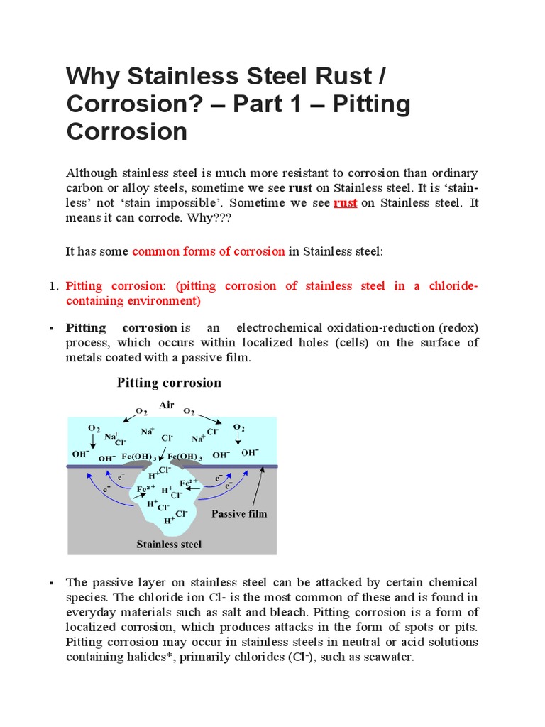 Why Stainless Steel Rust Corrosion Part 1 Pitting Corrosion PDF