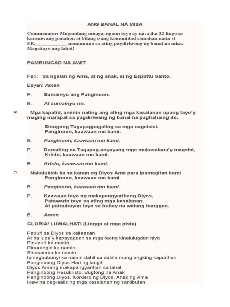 Tagalog Mass Commentator Guide PDF