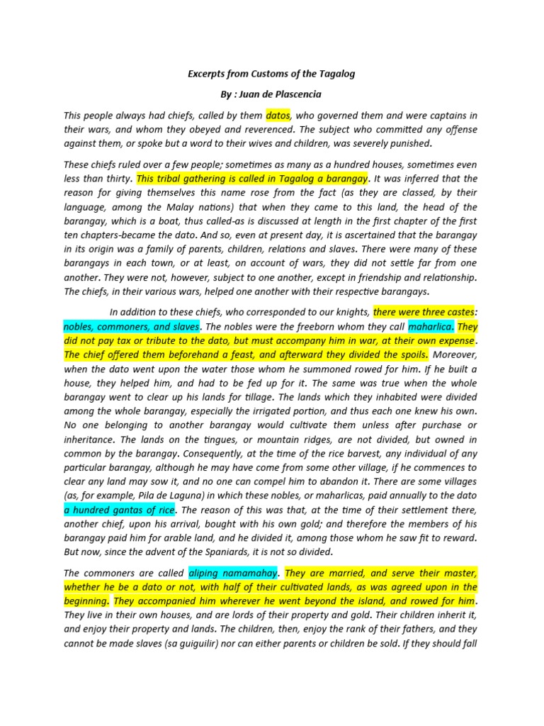 Excerpts From Customs Of The Tagalog Download Free PDF Wife Marriage