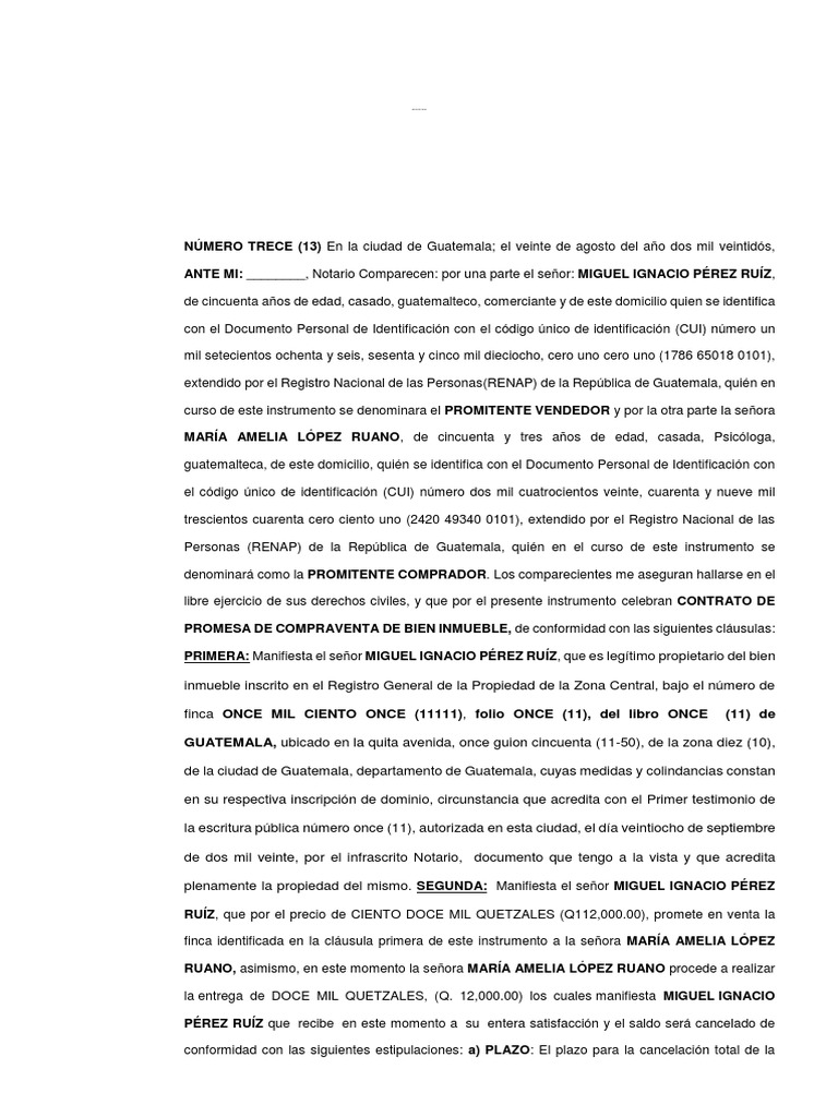 Promesa de Compraventa en Guatemala | PDF | Justicia | Crimen y violencia
