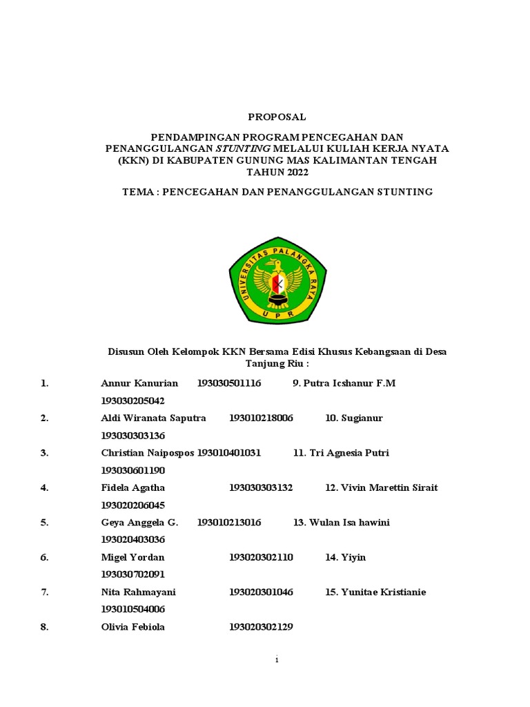 Proposal KKN Desa Tanjung Riu | PDF