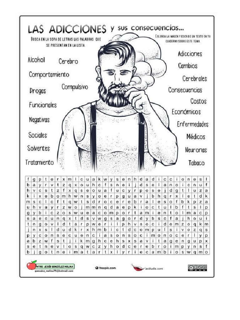 SOPA DE LETRAS para Hablar de Adicciones | PDF