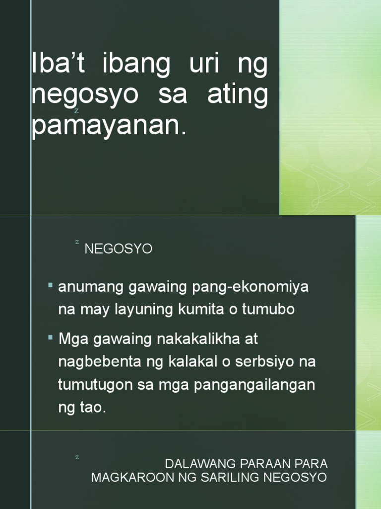 Iba't Ibang Uri NG Negosyo Sa Ating Pamayanan Epp4 | PDF