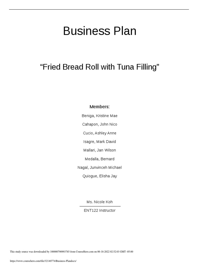 Business Plan.docx PDF Breads Foods