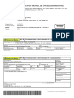 Boleto do SENAI para curso de Eletrotécnica