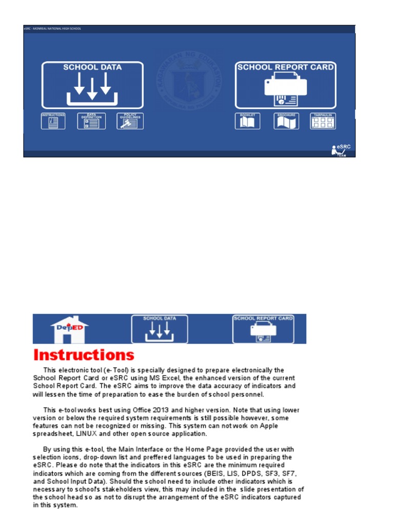 eSRC Tool for School Report Card Preparation | PDF | Teachers | Schools