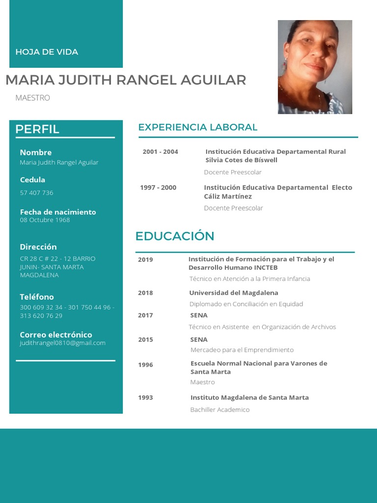 Hoja de Vida de María Judith Rangel | PDF | Colombia