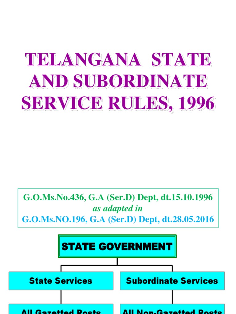 Telangana State Service Rules 1996 | PDF | Probation | Visual Impairment