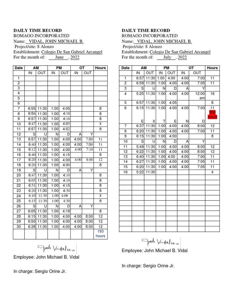 Internship Time Record and Request | PDF