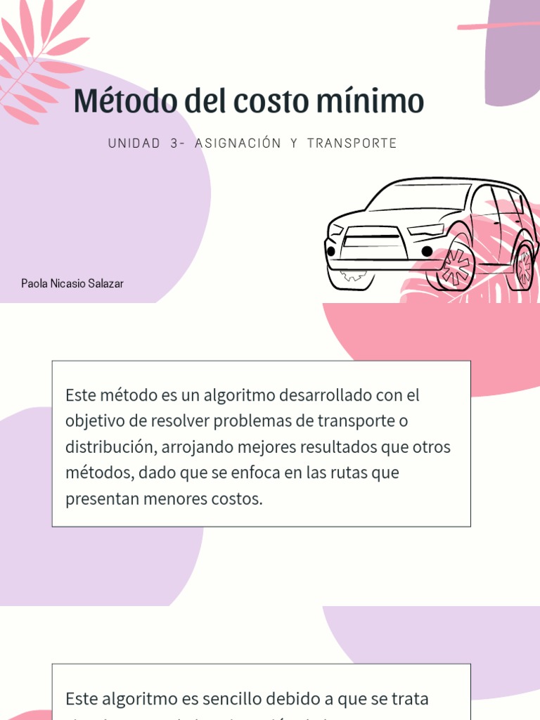 Método de Costo Mínimo en Transporte | PDF
