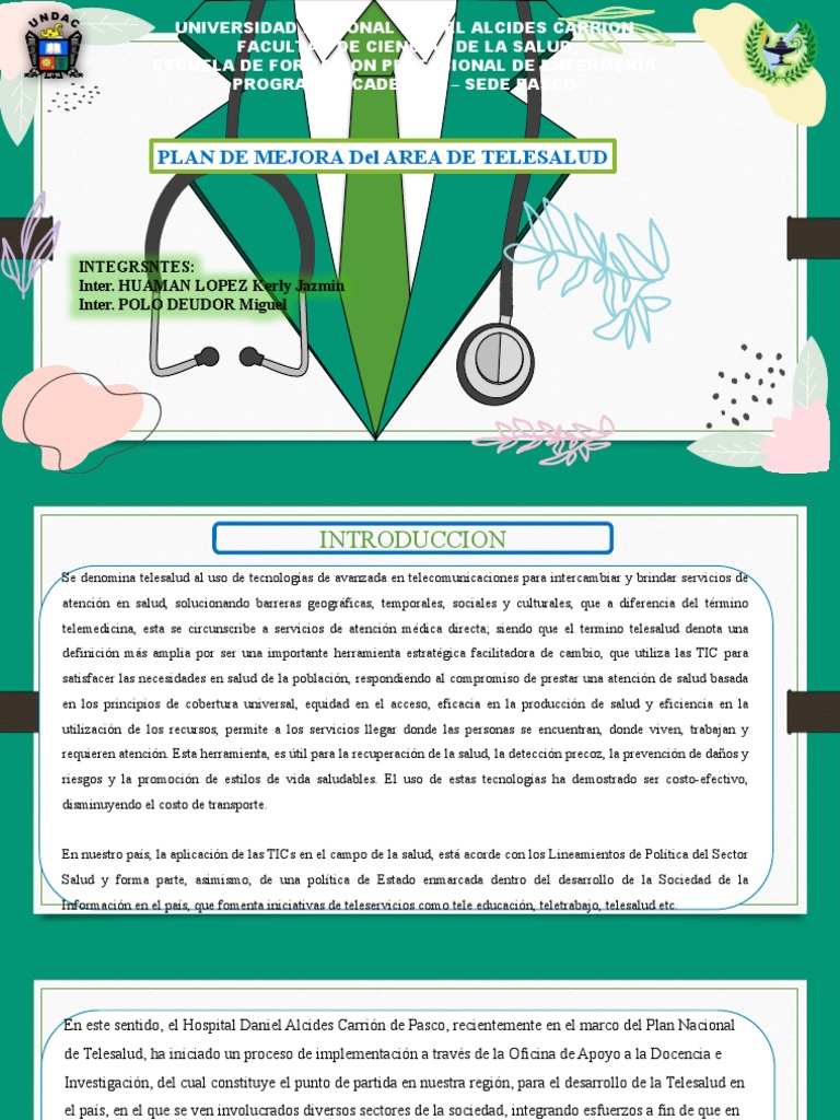 Plan de Mejora en Telesalud Pasco | PDF | Hospital | Tecnología de ...