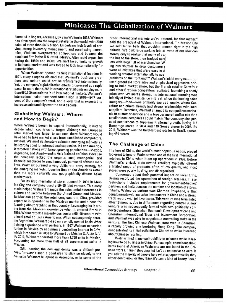 Minicase - The Globalisation of Walmart | PDF