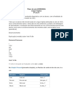 Plano de aula de inglês para 8o ano com revisão de verbos