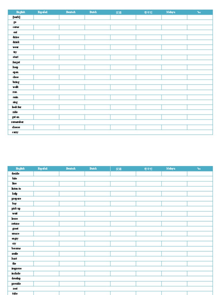 7 Language Words List | PDF