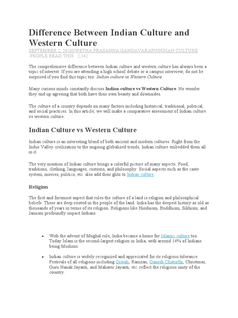 DIFFERENCES BETWEEN WESTERN AND SOUTHERN CULTURE R intelligence overview