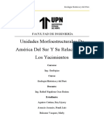 Unidades Morfoestructurales de América Del Sur Y Su Relación Con Los Yacimientos