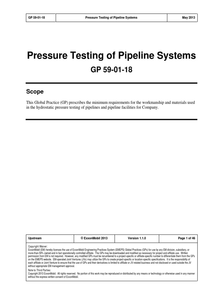 Pressure Testing of Pipeline Systems (Version 1.1.0, MAY 2013) PDF