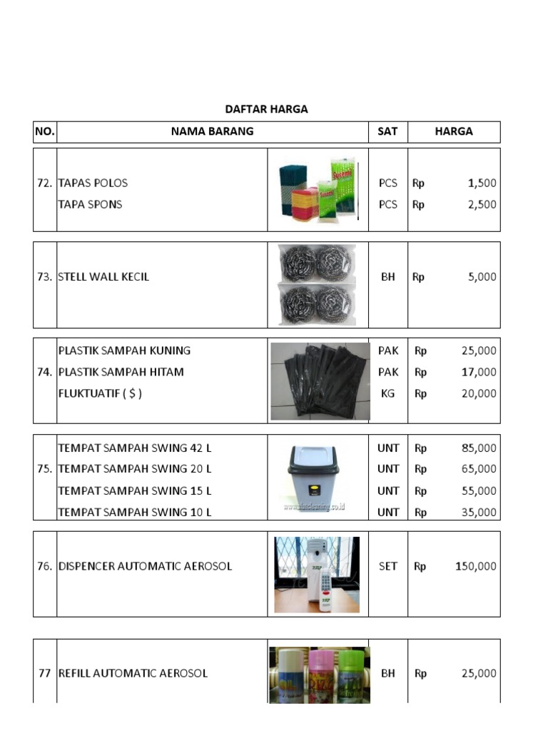 Daftar Harga Barang & Chemical | PDF