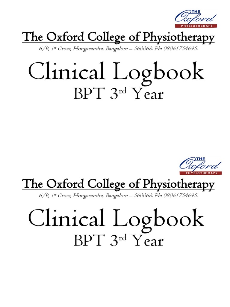BPT 3rd Year Clinical Logbook | PDF | Physical Examination | Physical ...