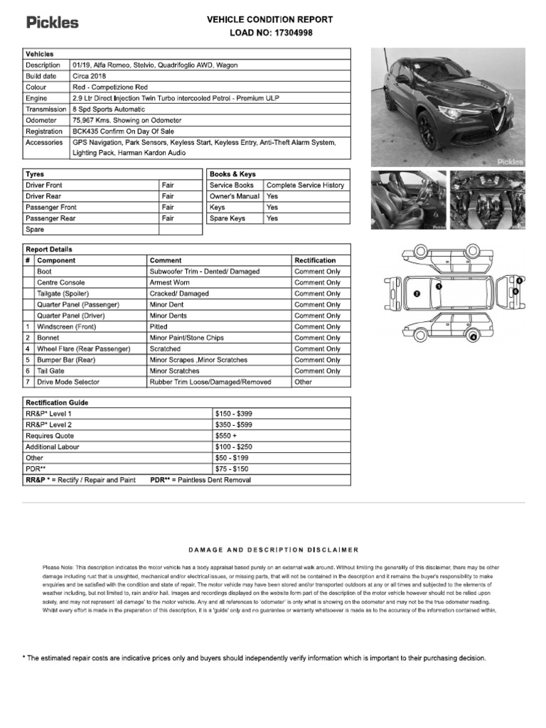 Pickles Condition Report PDF