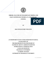 Error Analysis of English Past Simple and Past Continuous Tenses at A Secondary School