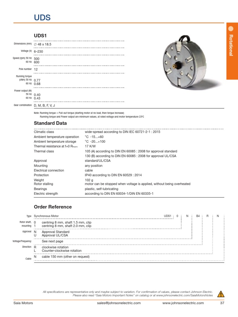 UDSmotor Datasheet PDF Electric Motor Electric Power