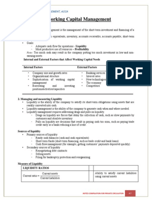 Working Capital Management, PDF, Factoring (Finance)